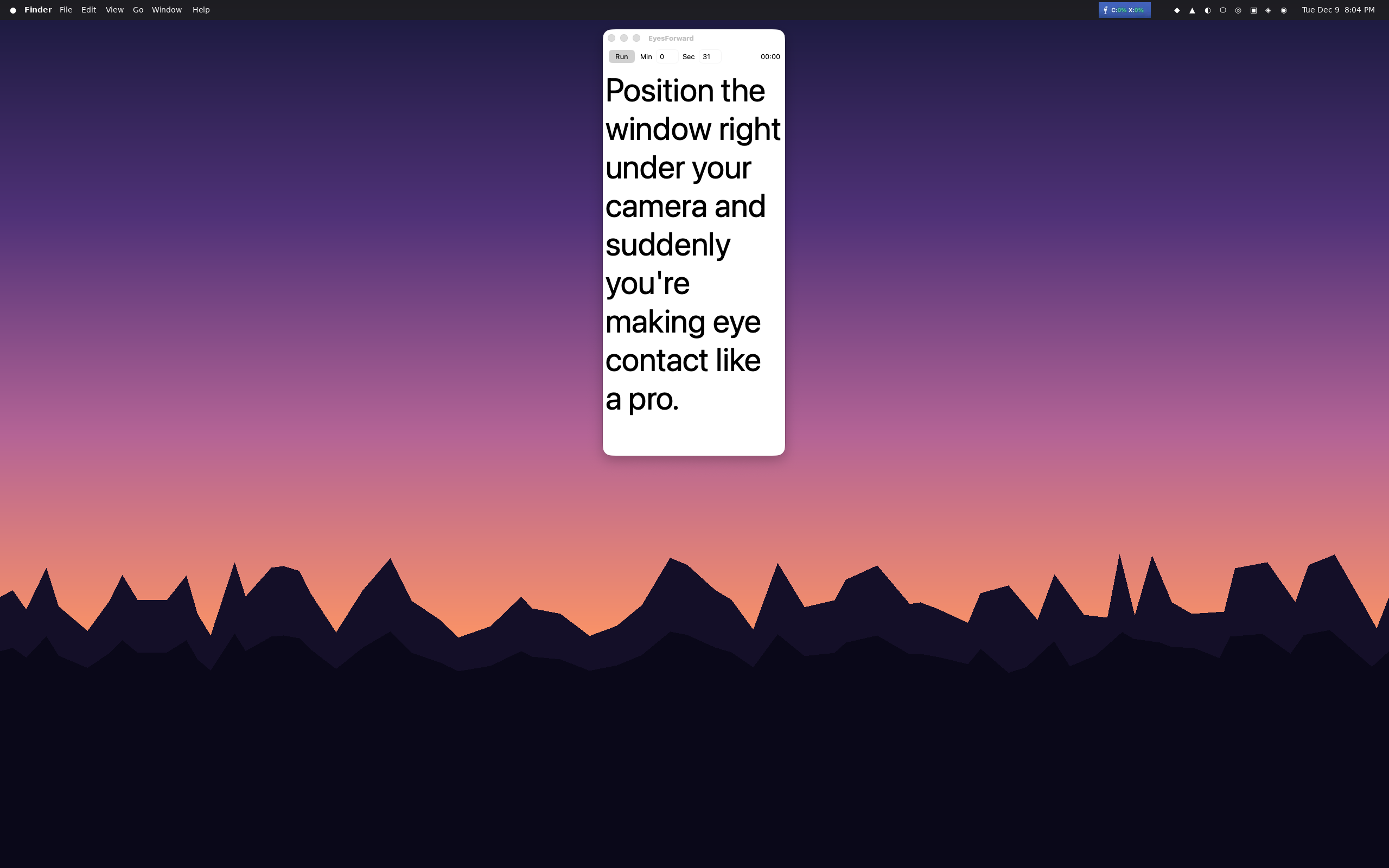 EyesForward thin window mode